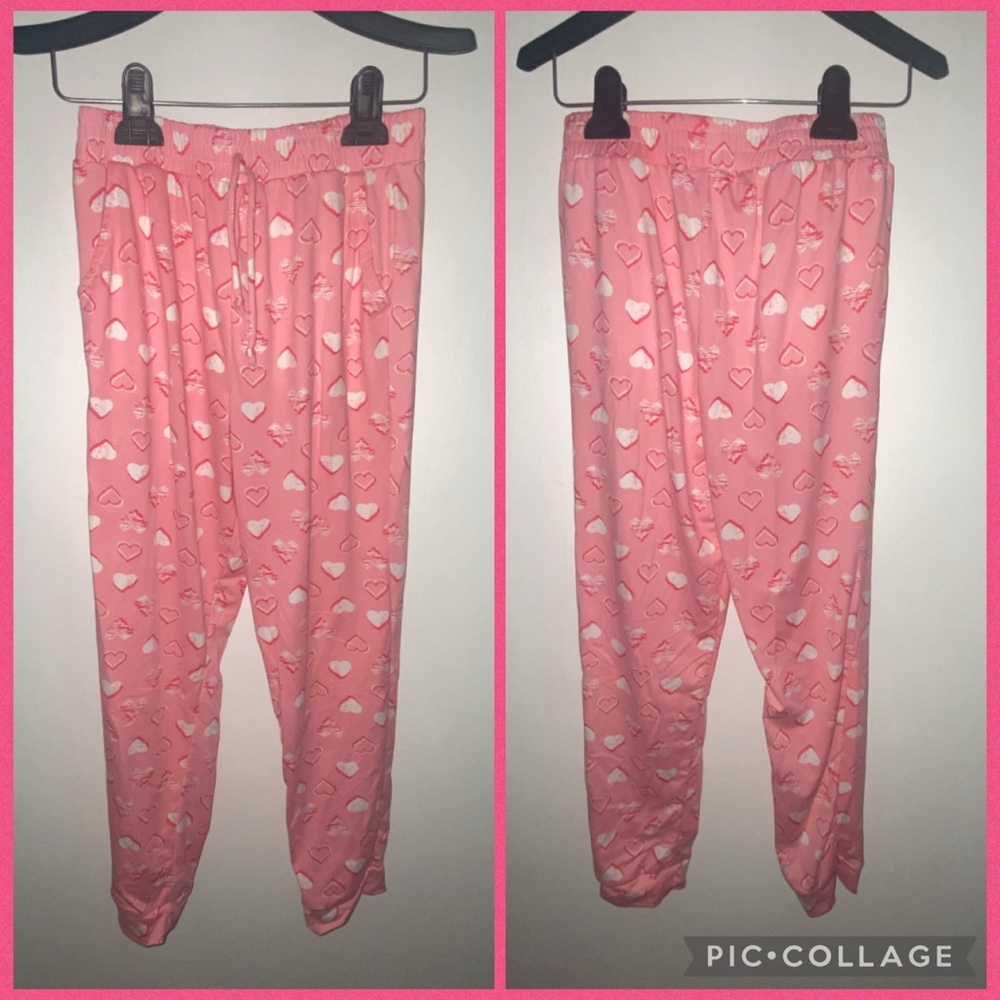 Pink Heart Pattern Pajama Pants